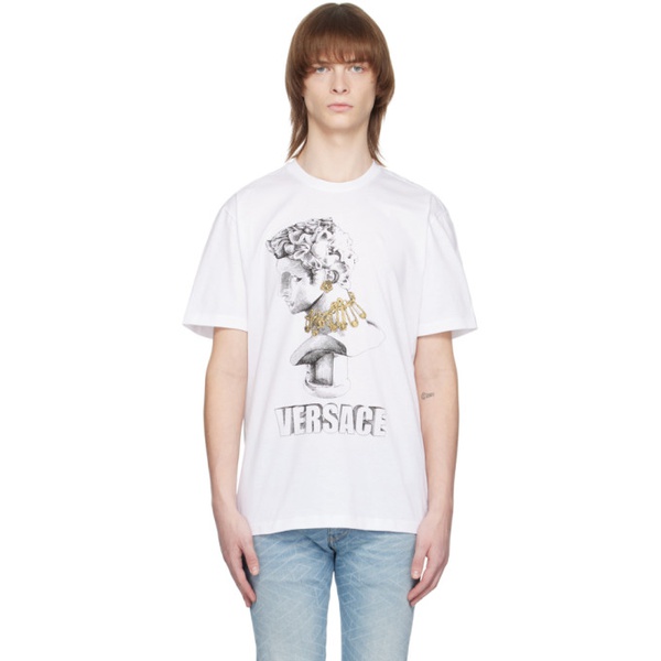 베르사체 베르사체 Versace White Printed T-Shirt 231404M213028
