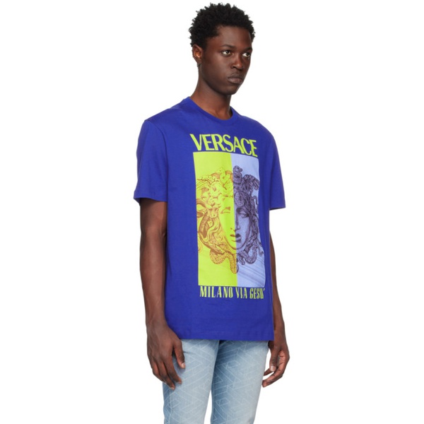베르사체 베르사체 Versace Blue Medusa T-Shirt 231404M213031