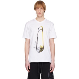 베르사체 Versace White Safety Pin T-Shirt 231404M213032