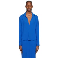 Paris Georgia SSENSE Work Capsule Blue Slinky Shirt 231438F109007