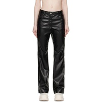 MSGM Black Paneled Faux-Leather Trousers 231443F087003