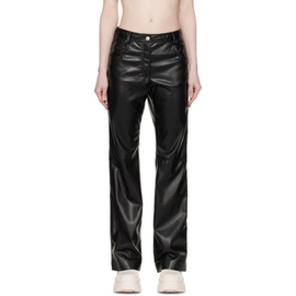 MSGM Black Paneled Faux-Leather Trousers 231443F087003