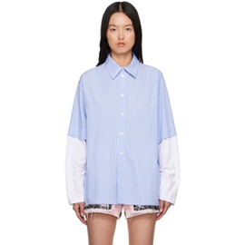 MSGM Blue Incorporated Long Sleeve Shirt 231443F109013