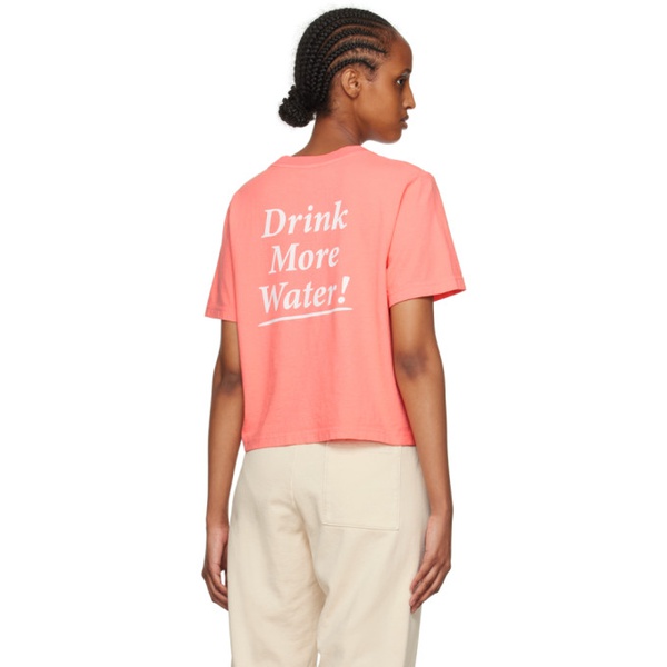  스포티 앤 리치 Sporty & Rich Pink Drink More Water T-Shirt 231446F110019