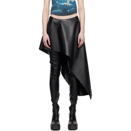 스텔라 맥카트니 Stella McCartney Black Asymmetric Faux-Leather Miniskirt 231471F092003