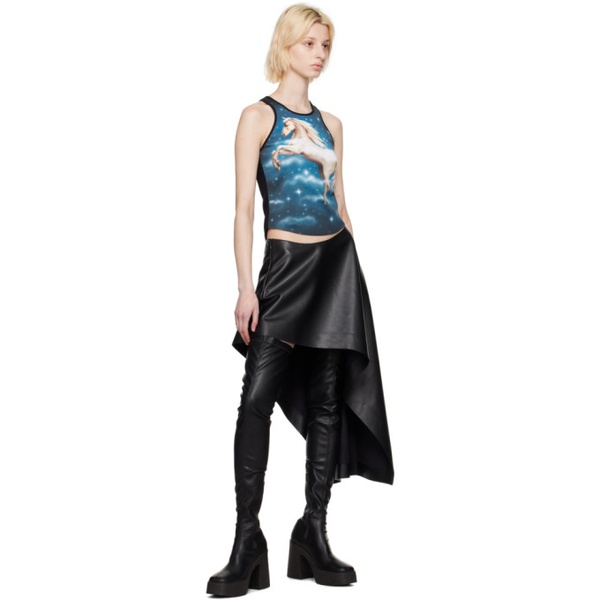 스텔라 맥카트니 스텔라 맥카트니 Stella McCartney Black Asymmetric Faux-Leather Miniskirt 231471F092003