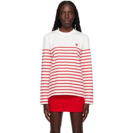 Ami Paris White & Red Ami de Coeur Long Sleeve T-Shirt 231482F110024