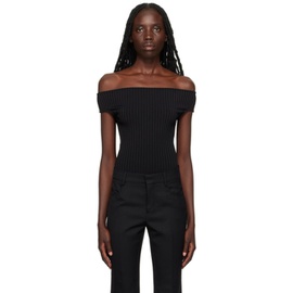 AMI Paris Black Bare Shoulder Bodysuit 231482F358000