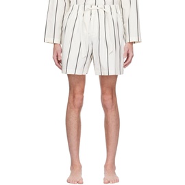 테클라 Tekla 오프화이트 Off-White Striped Pyjama Shorts 231482M218004