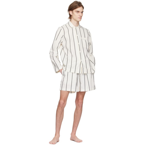  테클라 Tekla 오프화이트 Off-White Striped Pyjama Shorts 231482M218004