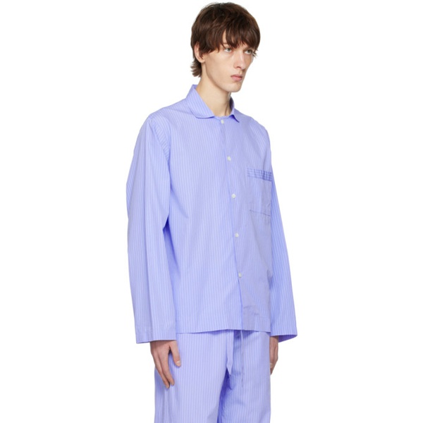  테클라 Tekla Blue Striped Pyjama Shirt 231482M218011