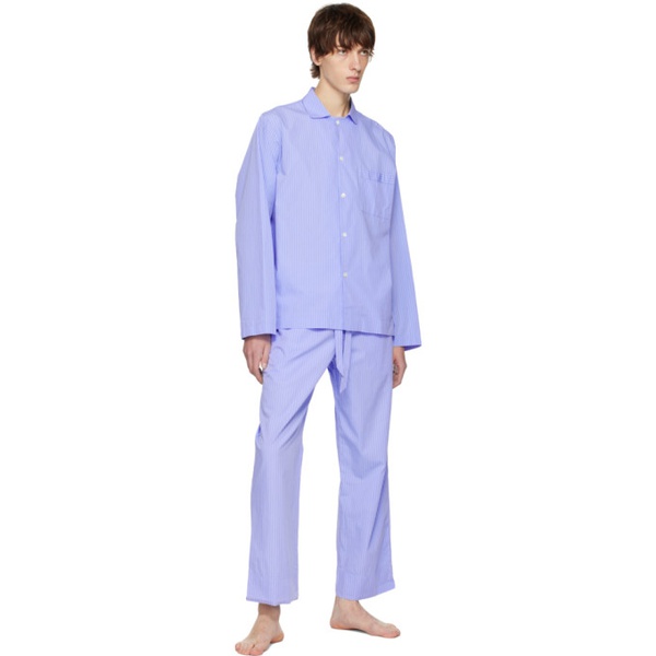  테클라 Tekla Blue Striped Pyjama Shirt 231482M218011