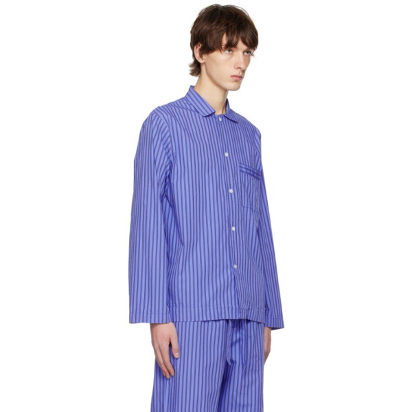  테클라 Tekla Blue Striped Pyjama Shirt 231482M218034