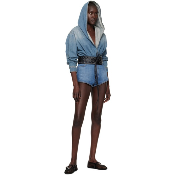  알라이아 ALAIA Blue Hooded Denim Bodysuit 231483F358014
