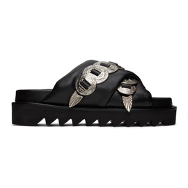 토가 풀라 토가 Toga Pulla SSENSE Exclusive Black Cross Strap Flat Sandals 231492F124005