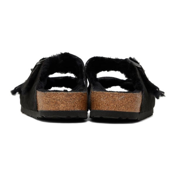버켄스탁 버켄스탁 Birkenstock Black Regular Arizona Shearling Sandals 231513M234034
