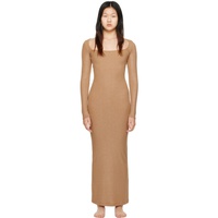 스킴스 SKIMS Tan Soft Lounge Shimmer Long Sleeve Maxi Dress 231545F055012