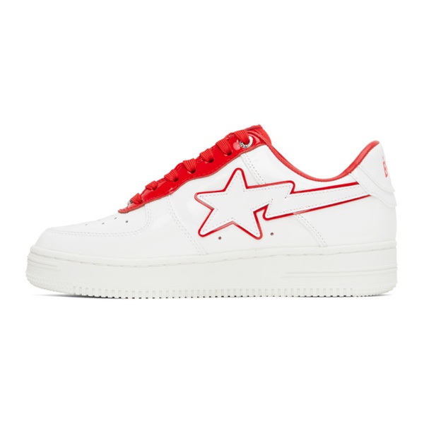  베이프 BAPE White & Red Patent Leather Sneakers 231546M237047