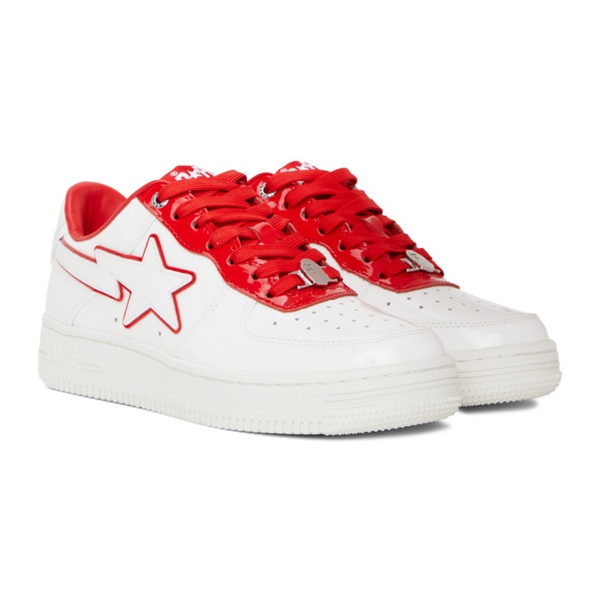  베이프 BAPE White & Red Patent Leather Sneakers 231546M237047