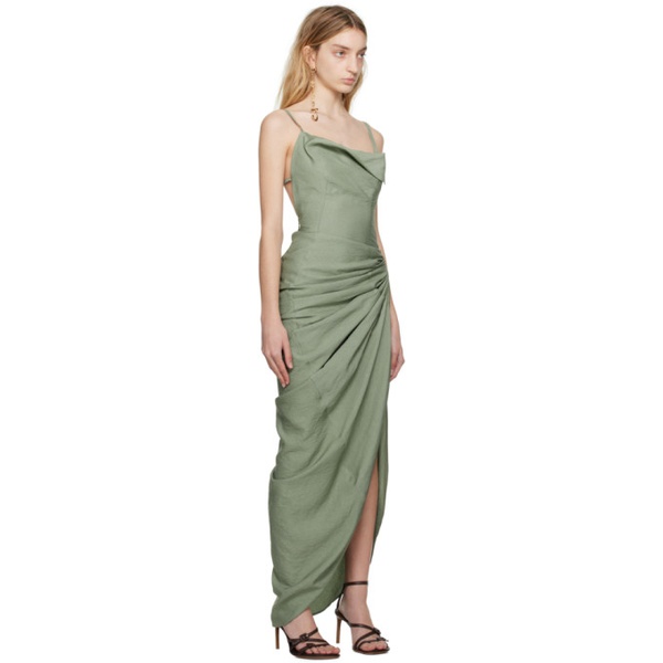  자크뮈스 JACQUEMUS Green Le Raphia La Robe Saudade Maxi Dress 231553F055001
