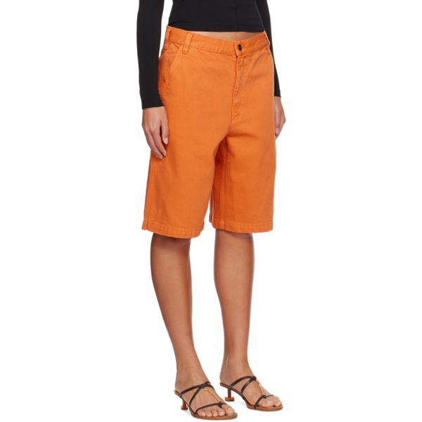 자크뮈스 JACQUEMUS Orange Le Raphia Le Short de Nimes Cuerda Shorts 231553F088009