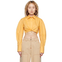 자크뮈스 JACQUEMUS Yellow Le Raphia La Chemise Plidao Shirt 231553F109046