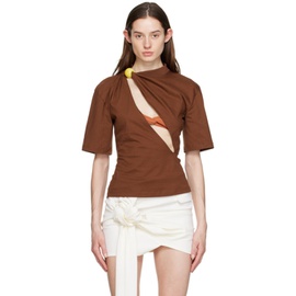 자크뮈스 JACQUEMUS Brown Le T-Shirt Perola T-Shirt 231553F110057