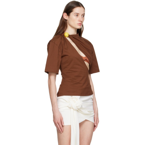  자크뮈스 JACQUEMUS Brown Le T-Shirt Perola T-Shirt 231553F110057