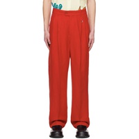 자크뮈스 JACQUEMUS Red Le Raphia Le Pantalon Madeiro Trousers 231553M191007