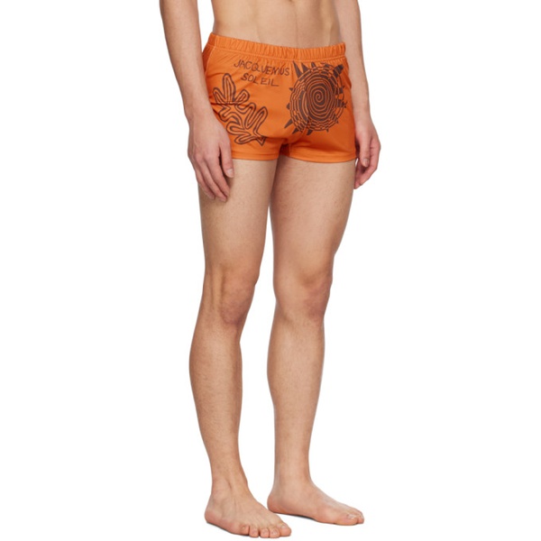  자크뮈스 JACQUEMUS Orange Le Raphia Le Short De Bain Swim Shorts 231553M208000