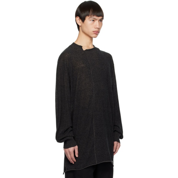  요지 야마모토 YOHJI YAMAMOTO Black & Gray Rolled Edge Sweater 231573M201008