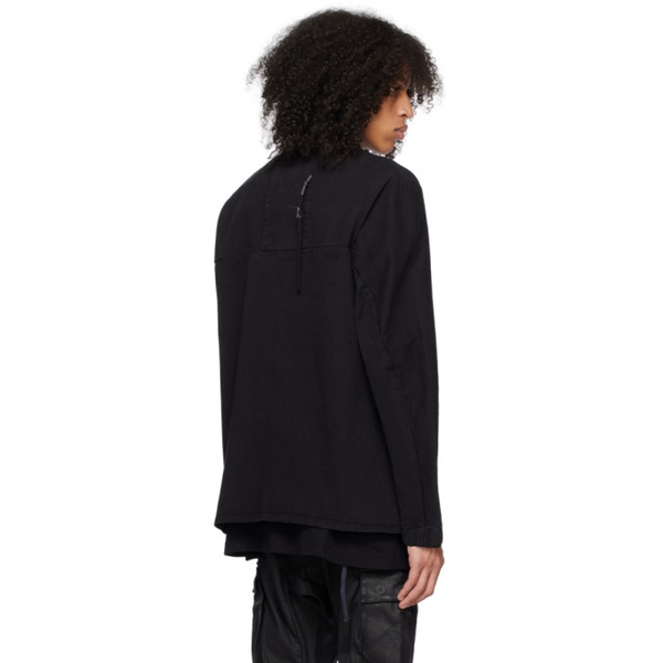  11 바이 보리스 비잔 사베리 11 by 보리스 비잔 사베리 Boris Bidjan Saberi Black Garment-Dyed Denim Shirt 231610M192002