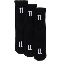 11 바이 보리스 비잔 사베리 11 by 보리스 비잔 사베리 Boris Bidjan Saberi Three-Pack Black Calf-High Socks 231610M220002