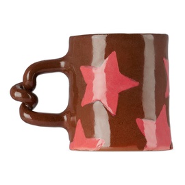 Harlie Brown Studio SSENSE Exclusive Pink & Brown Stars Delight Wiggle Mug 231610M804004