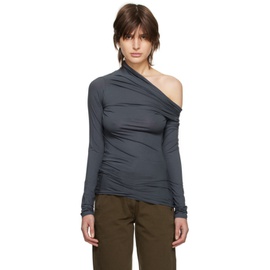 르메르 LEMAIRE Gray Foldover Long Sleeve T-Shirt 231646F110003