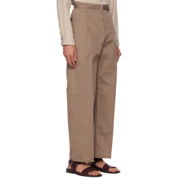  르메르 LEMAIRE Brown Striped Belted Easy Trousers 231646M191030