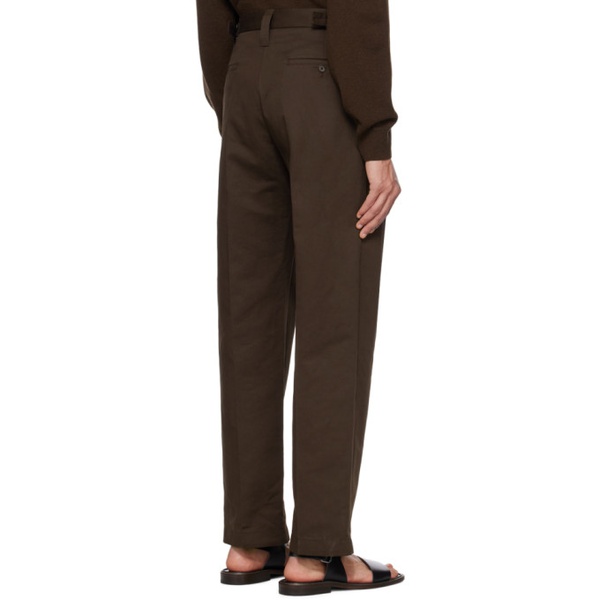  르메르 LEMAIRE Brown One Pleat Trousers 231646M191052
