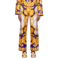 베르사체 언더웨어 베르사체 Versace Underwear Blue & Yellow Barocco 660 Pyjama Pants 231653M218010