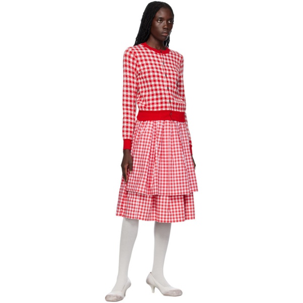  Comme des Garcons Girl Red Layered Midi Skirt 231670F092011