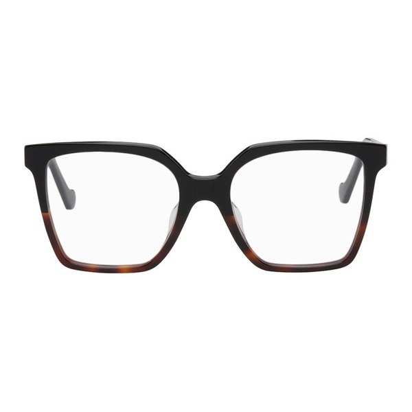 로에베 로에베 LOEWE Black & Tortoiseshell Square Glasses 231677M133007