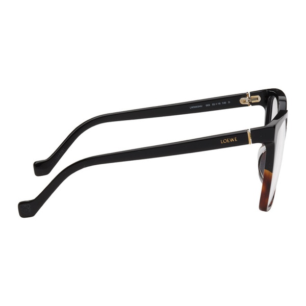 로에베 로에베 LOEWE Black & Tortoiseshell Square Glasses 231677M133007