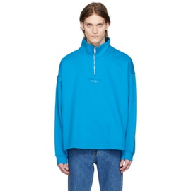 우영미 WOOYOUNGMI Blue Half-Zip Sweatshirt 231704M202001