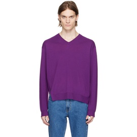 우영미 WOOYOUNGMI Purple V-Neck Sweater 231704M206004