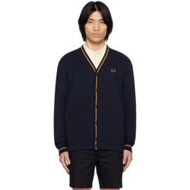 Fred Perry Navy Striped Trim Cardigan 231719M200005