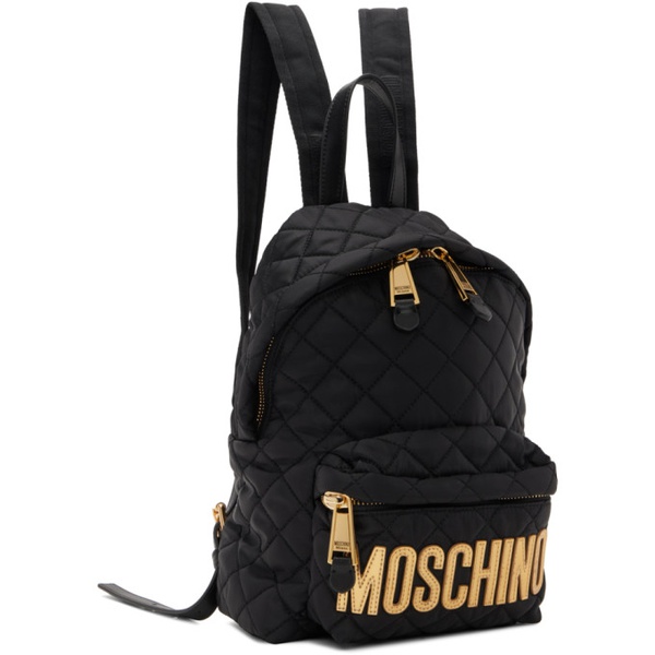  모스키노 Moschino Black Quilted Backpack 231720F042003