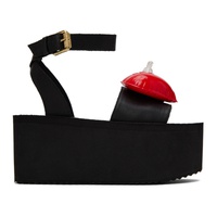 모스키노 Moschino Black Inflatable Heart Sandals 231720F124077