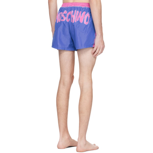  모스키노 Moschino Blue Printed Swim Shorts 231720M208001