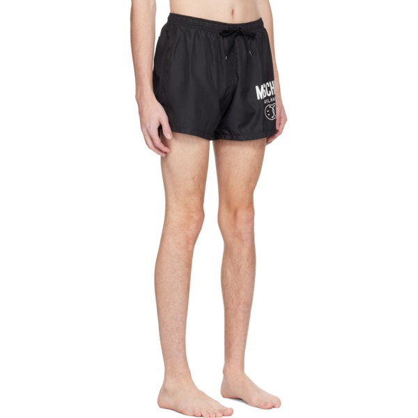  모스키노 Moschino Black Printed Swim Shorts 231720M208002