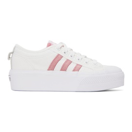 아디다스 오리지널 Adidas Originals White & Pink Nizza Platform Sneakers 231751F128066
