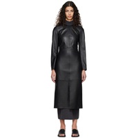 TOTEME Black Paneled Leather Midi Dress 231771F054008